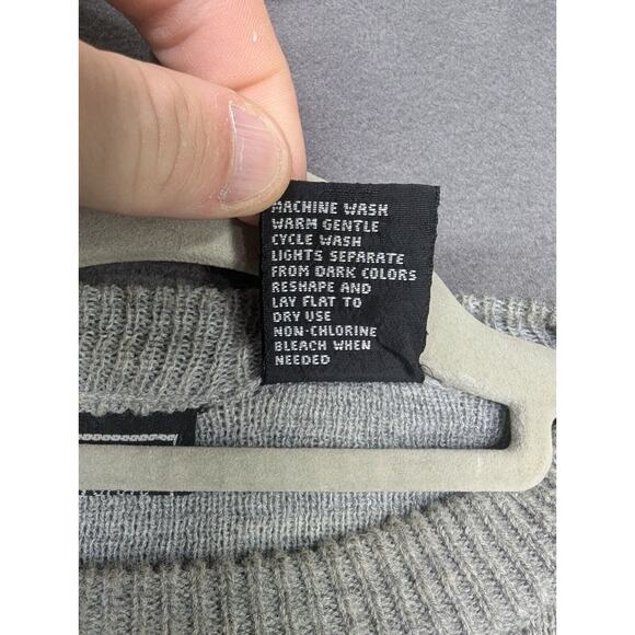 Andrew St. John Sweater Women’s Large Gray White with Stripe Acrylic Vintage - Picture 6 of 7